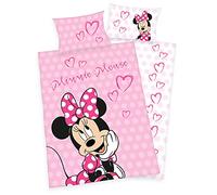Parure de lit Enfant Disney Minnie Mouse 40 x 60 cm + 100 x 135 cm, 100 % coton avec Couette et Fermeture Éclair