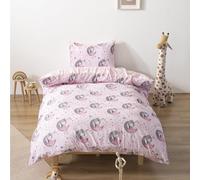 Parure de lit Enfant Fille et garçon en Jolis Motifs - Linge de lit 160x220 Housse de Couette Enfant 1 Personne avec taie Oreiller 50 x 70 Tissu Confort Respirant (Fille de Lune)