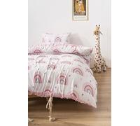 Parure de lit Enfant Fille et garçon en Jolis Motifs - Linge de lit 160x220 Housse de Couette Enfant 1 Personne avec taie Oreiller 50 x 70 Tissu Confort Respirant (Arc-en-Ciel Pastel)