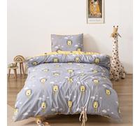 Parure de lit Enfant Fille et garçon en Jolis Motifs - Linge de lit 160x220 Housse de Couette Enfant 1 Personne avec taie Oreiller 50 x 70 Tissu Confort Respirant (Roi des Nuages)