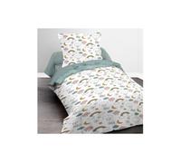 Parure de lit - RDC 1.15 - Housse de couette 140x200 cm et 1 taie d'oreiller 63x63 cm - Vert imprimé enfant - TODAY