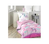Parure de lit enfant Licorne rose 140x200