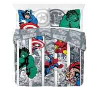 Jay Franco Marvel Comics Comic Cool, Parure de lit Enfant 200x200 cm, 100% Coton, lit 2 Personne - Comprend Housse de Couette & taies d'orieller - Convient aux Lits de 140x190cm à 140x200cm