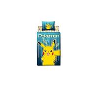 Parure de lit enfant Pikachu 140 x 200 cm jaune 4 pièces