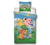 Parure de lit - POKEMON - Pikachu et ses amis - Bleu - Microfibre - 1 housse de couette 140 x 200 cm + 1 taie 63 x 63 cm