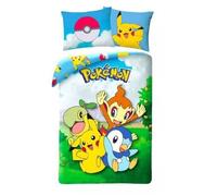 Halantex Parure de lit Pokémon réversible 100% coton Housse 140x200 cm + taie d'oreiller