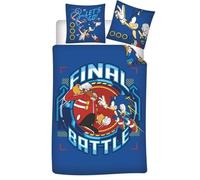 Aymax – Parure de lit Sonic Final Battle – Réversible, 100% coton – Housse 140x200 + Taie 65x65