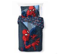 Marvel Spiderman Rues de la Ville, Parure de lit Enfant 140x200 cm, 100% Coton, lit 1 Personne - Comprend Housse de Couette, Drap Housse & taie d'oreiller - Convient aux Lits de 90x190cm à 90x200cm