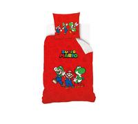 Parure de lit enfant Super Mario rouge 140×200 cm, 70×90 cm Référence : CBX2321MARIO