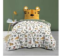 Douceur d'Intérieur Parure de lit enfant TIGRY 140x200 100% coton réversible alphabet & jungle