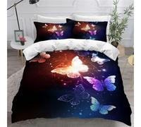 Parure De Lit Enfant X Dm D Imprim¿¿ Papillon Housse De Couette Personne + Taies D'oreillers X Cm Bleu Housse Couette Microfibre (Papillon D,X Cm)