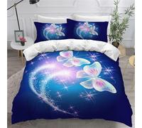 Parure De Lit Enfant X Dm D Imprim¿¿ Papillon Housse De Couette Personne + Taies D'oreillers X Cm Bleu Housse Couette Microfibre (Papillon C,X Cm)