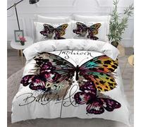 Parure De Lit Enfant X Dm D Imprim¿¿ Papillon Housse De Couette Personne + Taies D'oreillers X Cm Bleu Housse Couette Microfibre (Papillon G,X Cm)