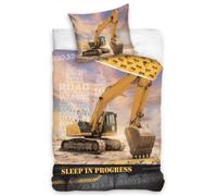 Parure de lit enfants - Construction - 140x200 cm - 100% coton - Multicolore - Motif engins de chantier