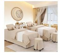 Parure de lit épaisse pour Salon de beauté, draps, couvre-lit, Fumigation, Massage, Spa, taie d'oreiller, housse de couette, 4 pièces Beige Square bedside 185 * 80cm(72.8 * 31.5in）