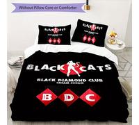Parure De Lit Et Taie D'oreiller Tendance Black Cats 1 Housse De Couette + 2 Taies D'oreiller, Motif Black Diamond Club, Pour Un Charme Unique Dans Votre Chambre