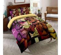 Parure De Lit Eu-Vv Five Nights At Freddy's, Housse De Couette 140 X 200 Cm, Parure De Lit 3 Pieces En Microfibre Avec Fermeture Éclair Et 2 Taies D'oreiller 80 X 80 Cm, Motif Ours