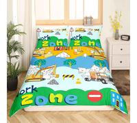 Parure De Lit Feelyou Cat King Pour Enfants, Housse De Couette Mignonne Pour Garçons Et Filles, Équipement De Dessin Anime, Camions, Excavatrices, Décoration, Housse De Couette, Ma