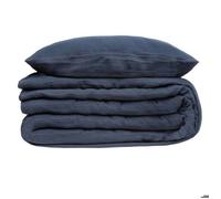 Parure de lit ""Flora"" gaze de coton bleu encre 260x240cm - Atmosphera createur d'interieur