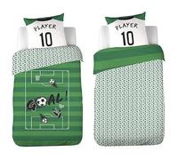 Parure de lit Foot - Housse de Couette 140x200 cm + 1 Taie d’Oreiller - Motif Terrain, Ballon et “Goal” - 100% Microfibre