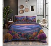 Parure de lit Forêts Colorées Au Crépuscule Mer Nuages 140x200cm | Microfibre Douce Et AgréAble, 2 pièces Paysages Naturels Magiques Housse de couette avec Fermeture Éclair Réversible Linge de Lit