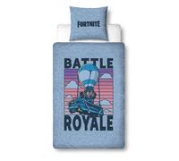 Parure de lit Fortnite 135 x 200 cm - Idée cadeau de jeu pour adolescent Battle Royale - 1 taie d'oreiller 80 x 80 cm + housse de couette 135 x 200 cm - Avec fermeture éclair - Motif réversible