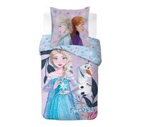 Parure de Lit Frozen pour Enfant, Housse de Couette Disney Réversible 140x200 cm, Taie d'oreiller 65x65 cm, 100% Coton (Parure de lit Frozen)