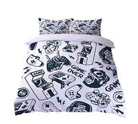 Parure de Lit Gamepad 3D pour Filles Garçons Literie en Polyester Joueur de Jeu Vidéo Gamer Controller Blanc Vert Jaune Violet Housse de Couette Pour Toutes Les Saisons (Multi 2, 140_x_200_cm)