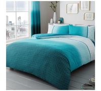 Gaveno Cavailia Parure de lit avec Housse de Couette et taie d'oreiller - Motifs rectangulaires, Bleu Sarcelle, Double