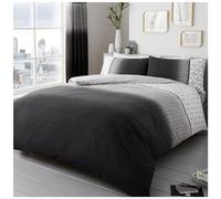 Gaveno Cavailia Parure de lit avec Housse de Couette et taie d'oreiller - Motifs rectangulaires, Gris, Double, 0.1 x 200 x 200 cm