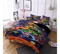 Parure De Lit Graffiti Mega Cool Coloré Chambre Jeunesse Literie Super Mario Odyssey Microfibre Avec Fermeture Éclair 200x220 Cm + 50x75 Cm