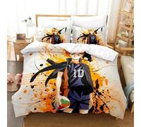 Parure De Lit Haikyuu Imprimee En 3d Avec Housse De Couette Et Motif Volley-Ball Pour Garcon , Linge De Lit De Luxe Pour Enfant Et Adolescent, Idéal Comme Cadeau