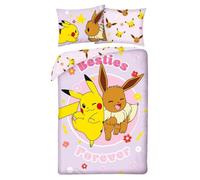 Halantex Parure de lit POKEMON Pikachu Eevee BESTIES FOREVER 140x200+70x90 cm 100% polyester Rose