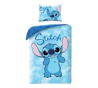 Disney LILO et STITCH - Parure de lit simple réversible 140 x 200 cm et taie d'oreiller 70 x 90 cm - Multicolore - 100 % coton OEKO-TEX