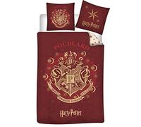 Parure de Lit Harry Potter 1 Personne, Housse de Couette Poudlard Réversible 140x200 cm + Taie d'oreiller 65x65 cm