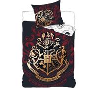 Parure de lit Harry Potter en Coton, Housse de Couette Réversible 140x200 cm, Taie d'oreiller 63x63 cm, 100% Coton (Parure Harry Potter, 140x200)