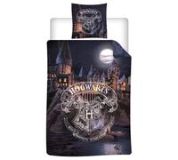 Parure de Lit Harry Potter Hogwarts, Polycoton, Housse de Couette Réversible 140x200 cm + Taie d'oreiller 65x65 cm