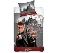 Parure de lit Harry Potter - Housse de Couette et taie d'oreiller 100% Coton 140x200 cm + taie d’Oreiller 60x70 cm