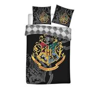 Parure de Lit Harry Potter Housse de Couette Réversible avec Taie d'oreiller, 2 Pièces (140x200 cm + 63x63 cm), 1 Personne (Parure Harry Potter-a)