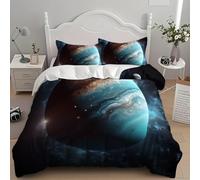 Parure de Lit HD Espace PlanèTe Housse de Couette 140x200 cm et 2 Taie d'oreiller, Bleu Douce et Hypoallergique Microfibre Parure de Couette 1 Personnes pour Enfant Ado et Adulte