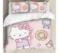 Parure De Lit Hello Cat Kitty, Motif Dessin Anime, Housse De Couette Et Taies D'oreiller, Pour Garçons, Filles, Femmes Et Hommes, Taille Double, Rose