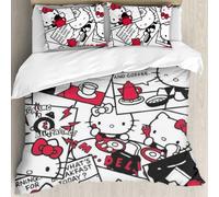 Parure De Lit Hello Cat Kitty Pour Garçons Et Filles, Housse De Couette Et Taies D'oreiller - 3 Pieces - Queen