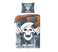 Halantex Parure de lit Call of Duty Black Ops - Housse 140x200 cm + taie, 100% coton Oeko-Tex, Gris