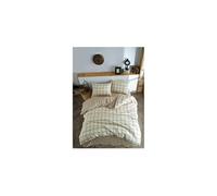 Parure de lit Home Collection Kare coton Ranforce imprimé carreaux crème 240x220 cm + 2 taies 60x60 cm
