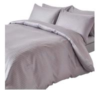 HOMESCAPES Housse de Couette 260x220 cm et 2 taies d’Oreiller 50x75 cm, Parure de lit 2 Personnes en Percale de Coton 330 Fils, Coloris Gris