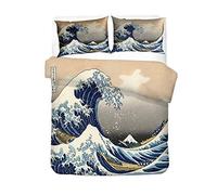 Parure De Lit Housse De Couette 200 × 200 Cm Vagues De La Mythologie Japonaise Housse De Couette Avec Fermeture Éclair Pour Adultes, Housse De Couette En Microfibre Avec 2 Taies D'Oreiller 50 × 75 Cm