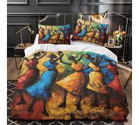 Parure De Lit Housse De Couette Motif Art Tribal Africain 3D, Imprimé Personnes Dansant dans Un Club 3 Pièces, Literie en Microfibre pour Enfants Super King(260x220cm)
