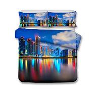 Parure de lit Housse de Couette Taies d'oreiller Londres Paris ou New York Ville bâtiment Paysage modèle Parure de Lit Simple/Double / King Size (Style 11#, 140x200cm)