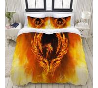 Parure De Lit,Illustration D'un Oiseau Ph¿¿Nix En Flammes Avec Des Ailes Passant D'un Four Ardent, Housse De Couette X + Taies D'oreillers