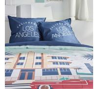 Today Parure de lit 2 personnes Java 1,9 220x240 cm 2 taies 63x63 cm imprimée Bleu Los Angeles